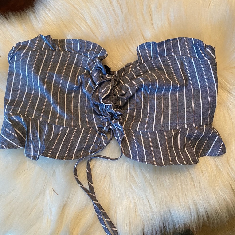 Blue Life Striped Ruffle Bralette Size Sma…